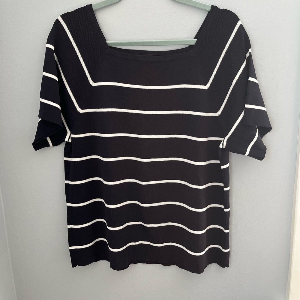 Dialogue Black and White Sailor Collar‎ Boxy Tee